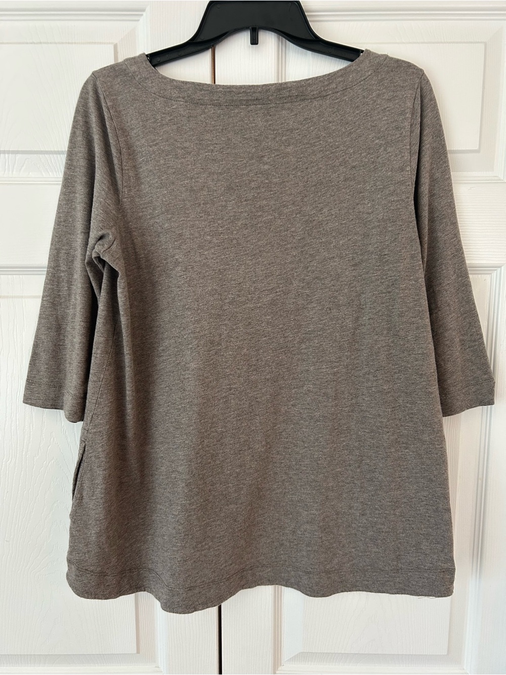 J.Jill Women’s Gray 3/4 Sleeve Knit A-Line Cotton Tunic Blouse Shirt Size M